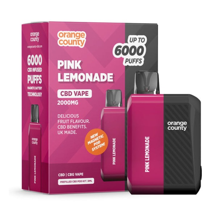 Orange County CBD/CBG Rechargeable Vape 2000 mg - Pink Lemonade